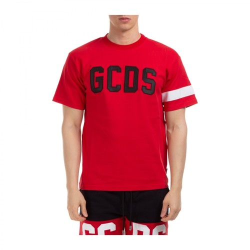 Gcds, short sleeve t-shirt crew neckline jumper logo Czerwony, male, 835.00PLN