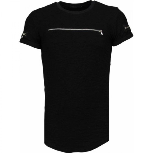 Justing, Exclusief Zipped Chest - T-Shirt Czarny, male, 363.07PLN