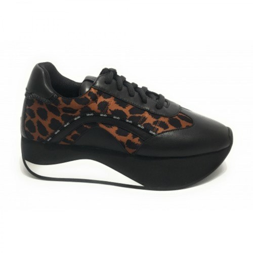 Liu Jo, Scarpe sneakers zeppa TC 55 Hilary leopardo D20Lj05 Czarny, female, 604.00PLN