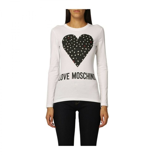 Love Moschino, T-shirt W4G5223E1951 con cuore stampato Biały, female, 449.36PLN