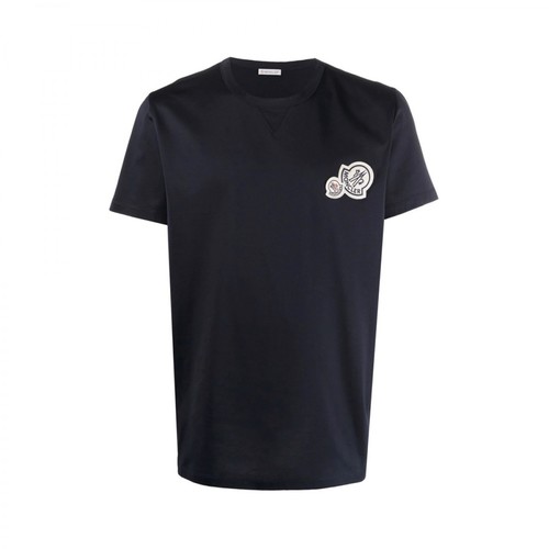 Moncler, Double Logo T-shirt Niebieski, male, 890.64PLN