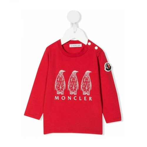 Moncler, Rubberized Graphic T-Shirt Czerwony, unisex, 522.26PLN