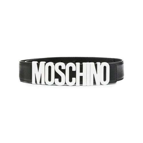 Moschino, Cintura vitello logo Czarny, male, 1112.64PLN