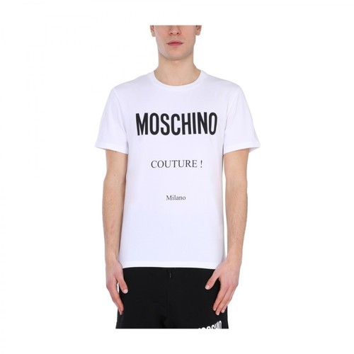 Moschino, Crew Neck T-Shirt Biały, male, 575.00PLN