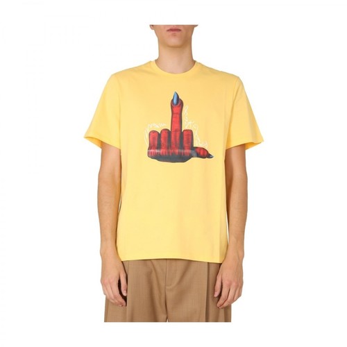 Msgm, Crew Neck T-Shirt Żółty, male, 479.00PLN