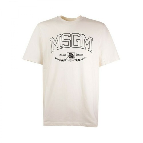 Msgm, T-shirt Beżowy, male, 244.00PLN