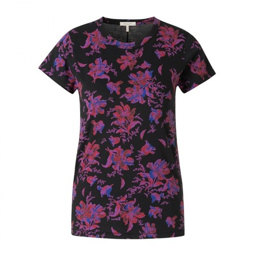 Rag & Bone, Floral Motif T-Shirt Czarny, female, 684.00PLN