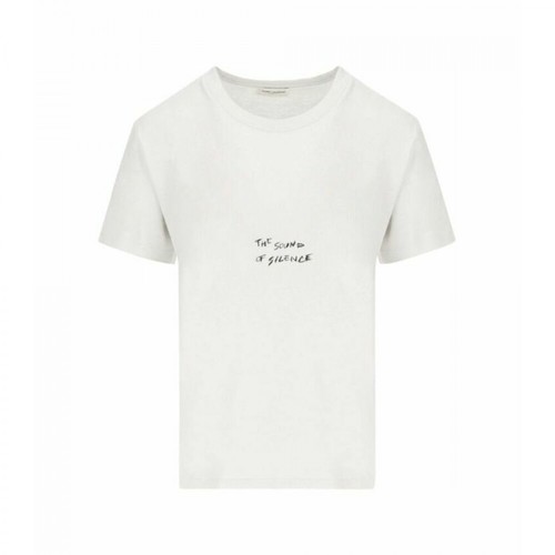 Saint Laurent, T-shirt Lettering Print Szary, female, 1346.00PLN