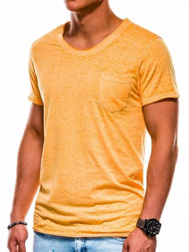 T-shirt męski bez nadruku S1051 - żółty 9.99PLN