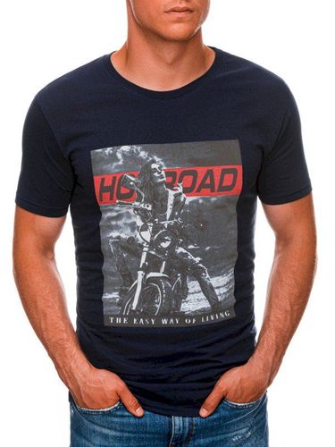 T-shirt męski z nadrukiem 1468S - granatowy 14.99PLN
