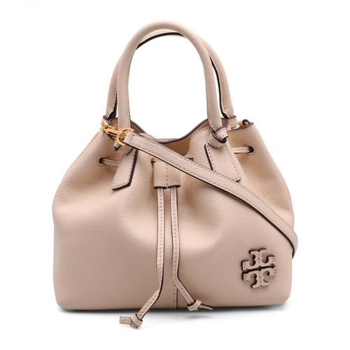 Tory Burch, McGraw Leather Tote Bag Beżowy, female, 2258.00PLN