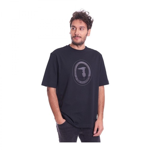 Trussardi, Jeans T-Shirt With Logo Czarny, male, 274.00PLN