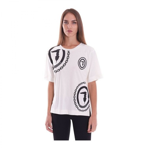 Trussardi, T-Shirt Stampata CON Catene Biały, female, 315.00PLN