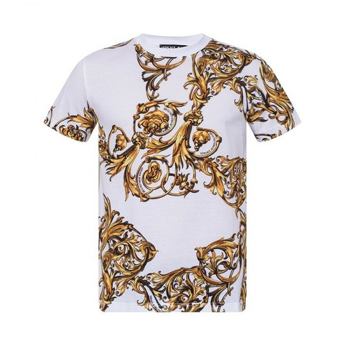 Versace Jeans Couture, Barocco-printed T-shirt Biały, male, 903.00PLN