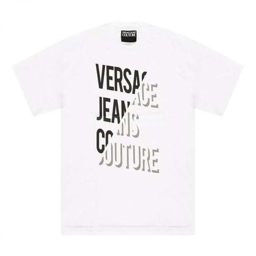 Versace Jeans Couture, T-shirt con dettaglio logo Biały, male, 582.00PLN