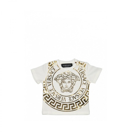 Versace, Medusa T-shirt in lamé Biały, female, 593.00PLN