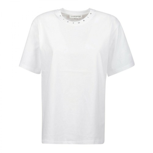 Victoria Beckham, Logo RIB T-Shirt Biały, female, 502.00PLN