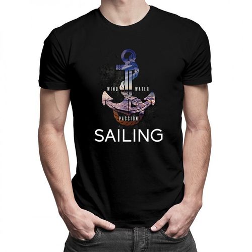 Wind, water, passion, sailing - męska koszulka z nadrukiem 69.00PLN