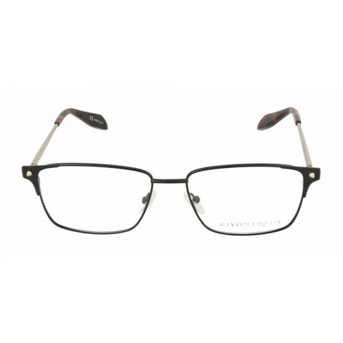 Alexander McQueen, Square Metal Optical Glasses Czarny, male, 1122.00PLN