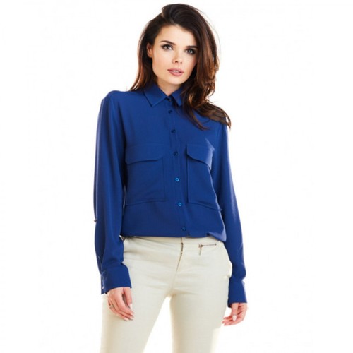 Awama, Koszula z kieszeniami A260 Niebieski, female, 111.20PLN