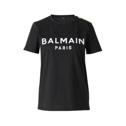 Balmain, Buttons Logo T-shirt Czarny, female, 1596.00PLN
