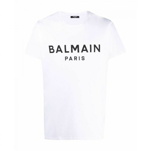 Balmain, T-shirt With Logo Print Biały, male, 1297.00PLN