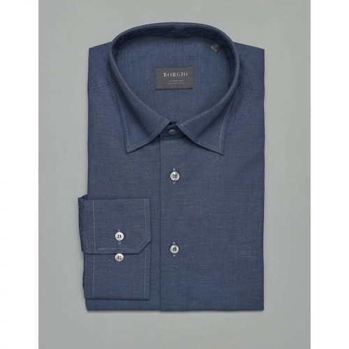 Borgio, koszula luino 00290 długi rękaw classic fit Niebieski, male, 279.00PLN
