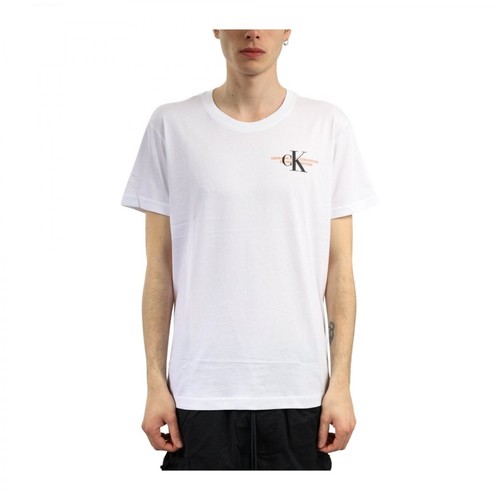 Calvin Klein Jeans, T-shirt in cotone con logo Biały, male, 114.63PLN