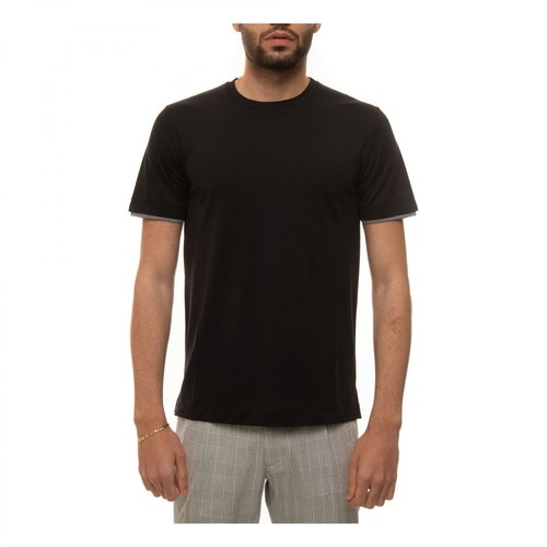 Canali, Short-sleeved round-necked T-shirt Czarny, male, 529.00PLN