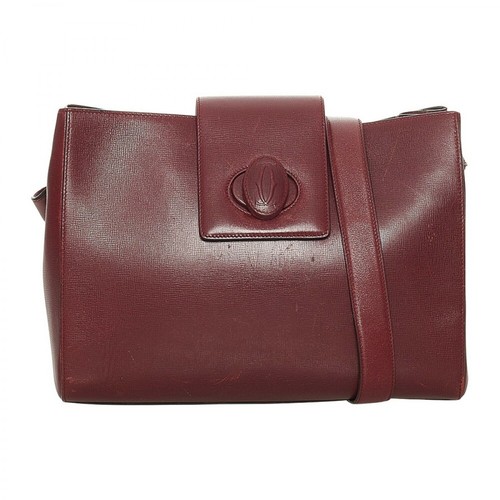 Cartier Vintage, Pre-owned Must de Cartier Leather Crossbody Bag Czerwony, female, 2099.22PLN