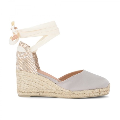 Castañer, Carina wedge sandal in gray and dove gray canvas and jute Beżowy, female, 666.00PLN