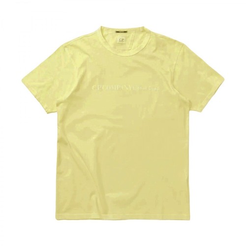C.p. Company, t-shirt logo en jersey Żółty, male, 502.00PLN