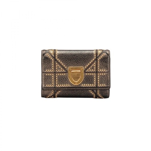 Dior Vintage, Pre-owned Studded Leather Diorama Wallet Brązowy, female, 1501.00PLN