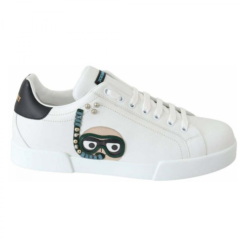 Dolce & Gabbana, Low Leather Sneakers Biały, male, 2325.15PLN