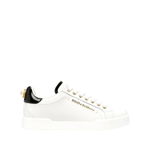 Dolce & Gabbana, Portofino Sneakers with Lettering Biały, female, 2247.99PLN