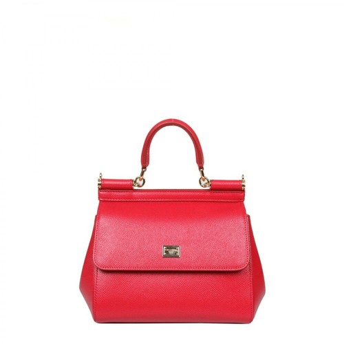 Dolce & Gabbana, Small sicily bag in dauphine leather Czerwony, female, 5244.00PLN