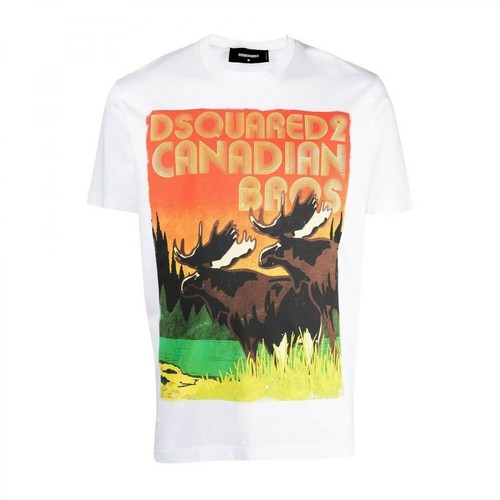 Dsquared2, Canadian Bros T-shirt Biały, female, 643.20PLN