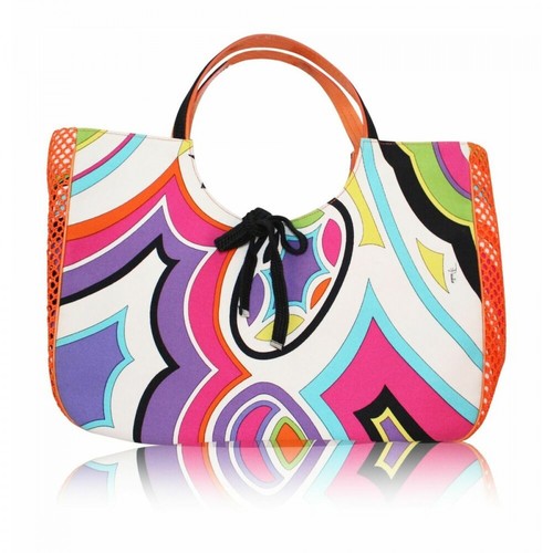 Emilio Pucci Pre-owned, Printed Cotton Bag -Pre Owned Pomarańczowy, female, 3470.02PLN