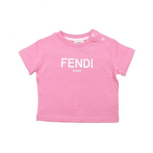 Fendi, Logo T-shirt Różowy, female, 502.00PLN