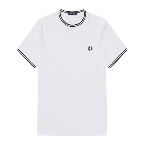 Fred Perry, Twin tipped t-shirt Biały, male, 325.00PLN