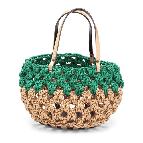 Gabriela Vlad, Small Basket Lurex Tote Bag Zielony, female, 745.00PLN
