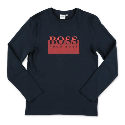 Hugo Boss, cotton jersey t-shirt Niebieski, male, 370.00PLN