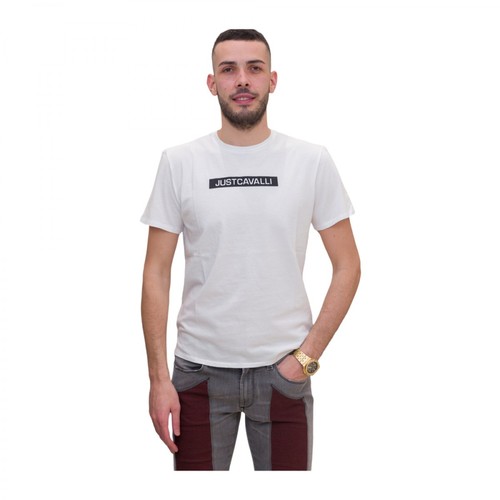 Just Cavalli, T-Shirt Biały, male, 302.94PLN