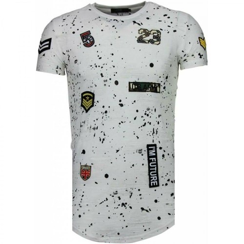 Justing, Exclusief Military Patches Paint Splash - T-Shirt Biały, male, 363.07PLN