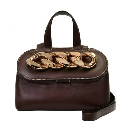 JW Anderson, Small Chain Lid Bag Grained leather Czerwony, female, 3860.42PLN