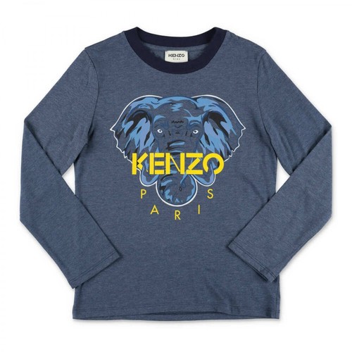 Kenzo, Cotton jersey Elephant t-shirt Niebieski, male, 260.00PLN