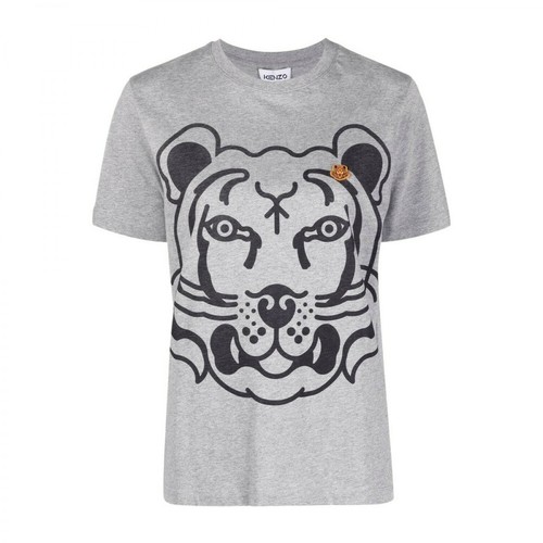 Kenzo, Tiger-Print Short-Sleeved T-shirt Szary, female, 434.00PLN