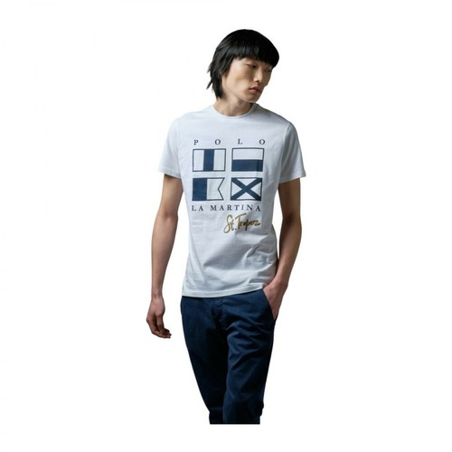 La Martina, T-shirt Rmr313 Biały, male, 249.65PLN