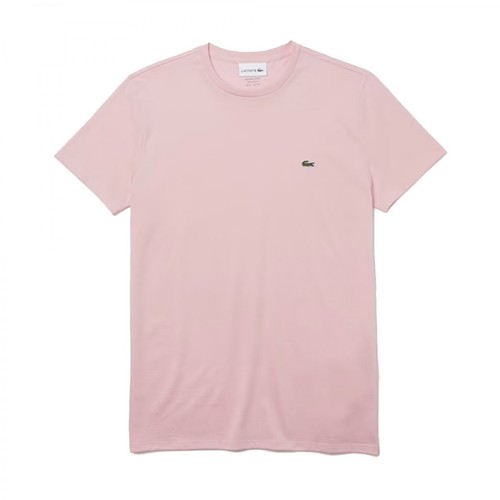 Lacoste, T-shirt col rond en jersey de coton pima uni Różowy, male, 325.00PLN