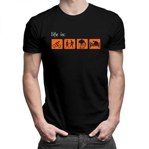 Life Is: ride, chat up, drink, fuck - męska koszulka z nadrukiem 69.00PLN